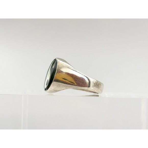 Yin Yang Chunky Signet Flat Top Statement 925 Sterling Silver Vintage Ring - Picture 6 of 12